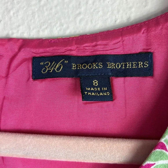 Brooks Brothers 346 Sleeveless Cotton Floral Shift Dress Pink Green size 8 - Picture 4 of 13
